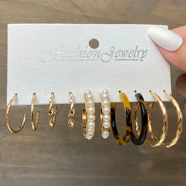 Vintage guldfärgade örhängen Geometri pärlörhängen för kvinnor enkla fyrkantiga runda mode festsmycken 2022 nya