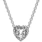 Nytt  Sterling Silver Tidlös Elegans Snöflinga accentuerad cirkulära hjärtan halsband för populära pärlor Charm DIY smycken